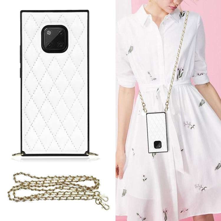 Elegant Rhombic Pattern Microfiber Leather +TPU Shockproof Case with Crossbody Strap Chain