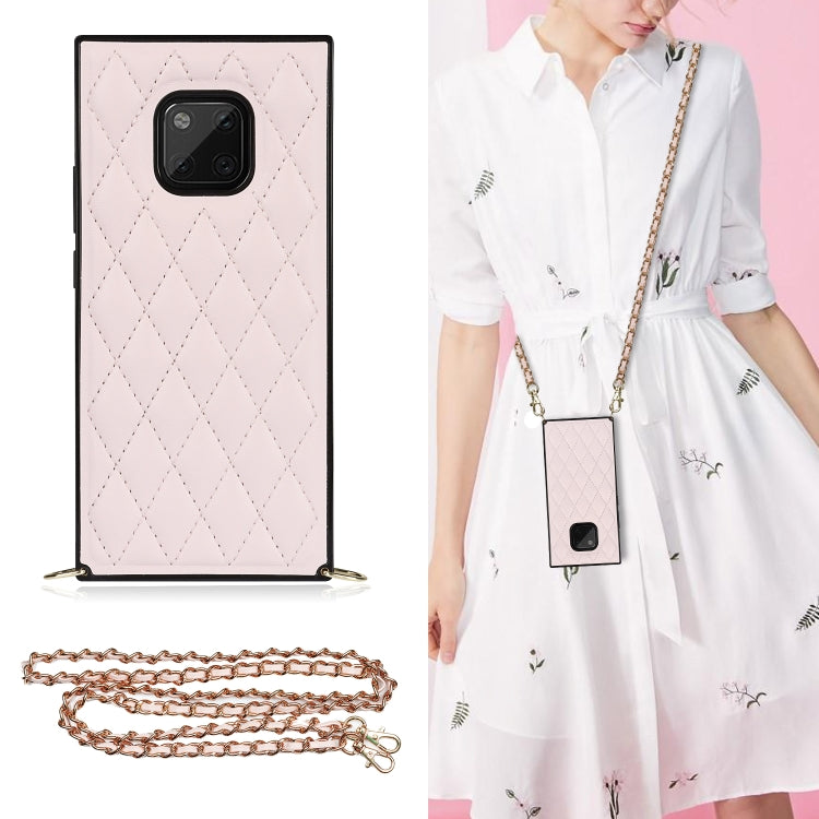 Elegant Rhombic Pattern Microfiber Leather +TPU Shockproof Case with Crossbody Strap Chain