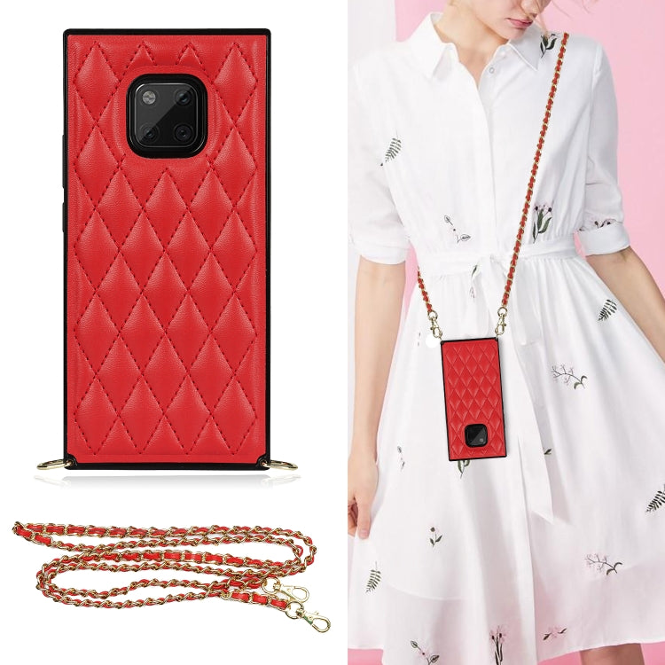 Elegant Rhombic Pattern Microfiber Leather +TPU Shockproof Case with Crossbody Strap Chain