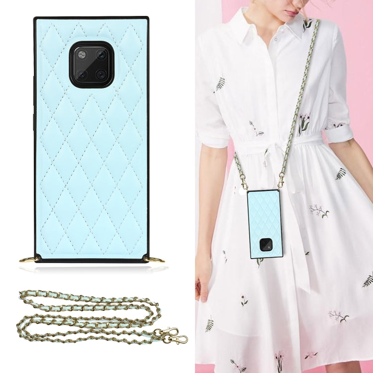 Elegant Rhombic Pattern Microfiber Leather +TPU Shockproof Case with Crossbody Strap Chain