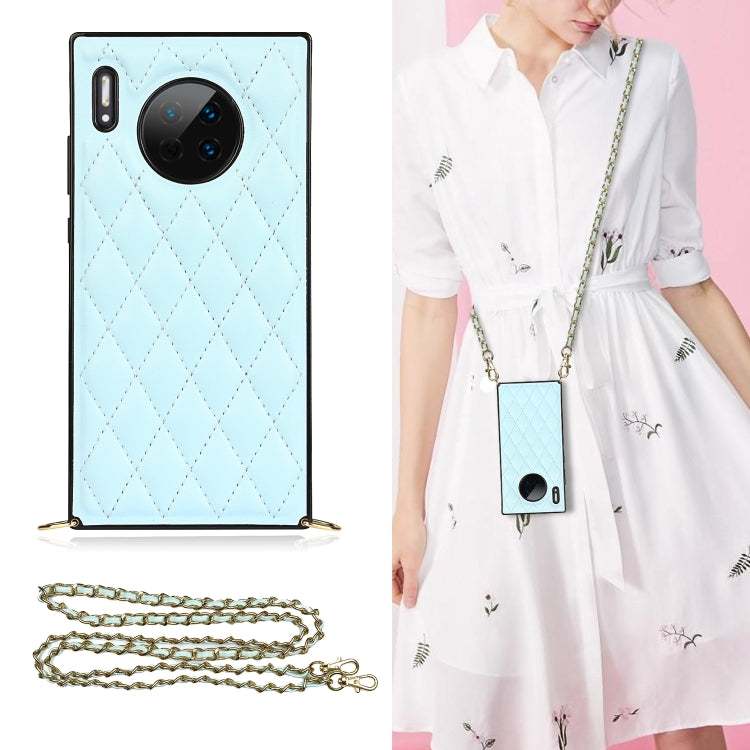 Elegant Rhombic Pattern Microfiber Leather +TPU Shockproof Case with Crossbody Strap Chain