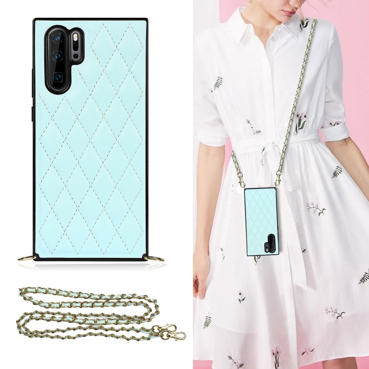 Elegant Rhombic Pattern Microfiber Leather +TPU Shockproof Case with Crossbody Strap Chain