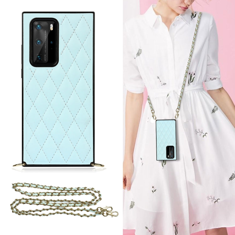 Elegant Rhombic Pattern Microfiber Leather +TPU Shockproof Case with Crossbody Strap Chain