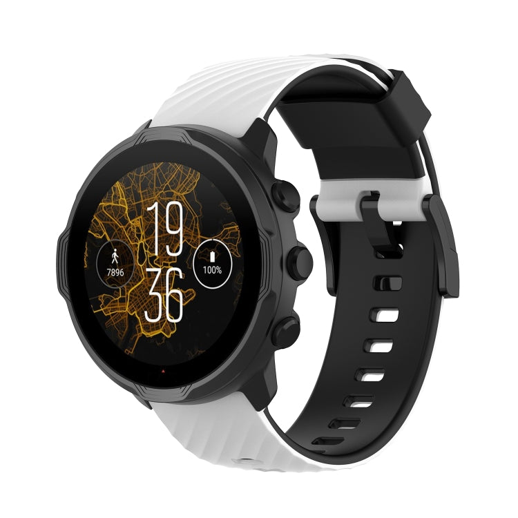 For Suunto 7 24mm Two-color Silicone Replacement Strap Watchband