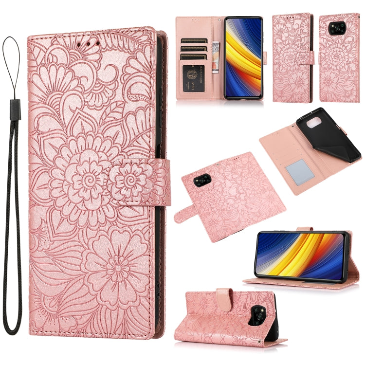 Skin Feel Embossed Sunflower Horizontal Flip Leather Case with Holder & Card Slots & Wallet & Lanyard