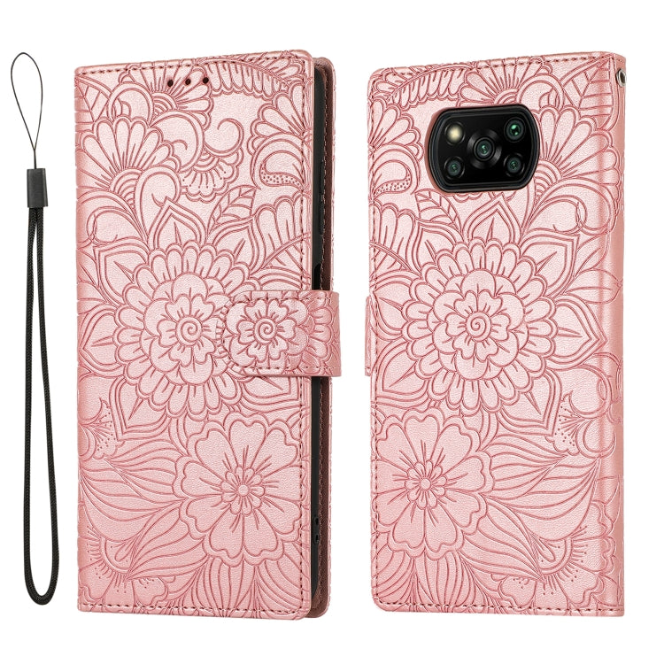 Skin Feel Embossed Sunflower Horizontal Flip Leather Case with Holder & Card Slots & Wallet & Lanyard