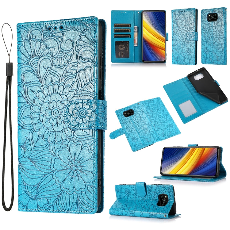 Skin Feel Embossed Sunflower Horizontal Flip Leather Case with Holder & Card Slots & Wallet & Lanyard