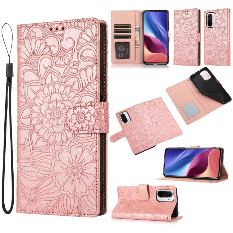 Skin Feel Embossed Sunflower Horizontal Flip Leather Case with Holder & Card Slots & Wallet & Lanyard