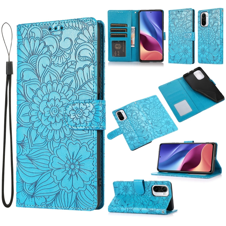 Skin Feel Embossed Sunflower Horizontal Flip Leather Case with Holder & Card Slots & Wallet & Lanyard