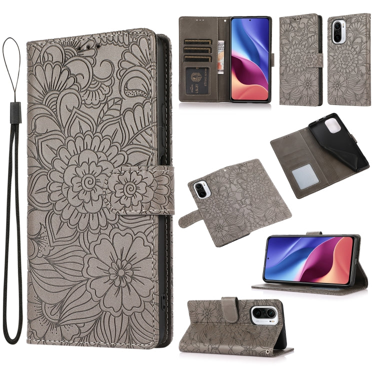 Skin Feel Embossed Sunflower Horizontal Flip Leather Case with Holder & Card Slots & Wallet & Lanyard