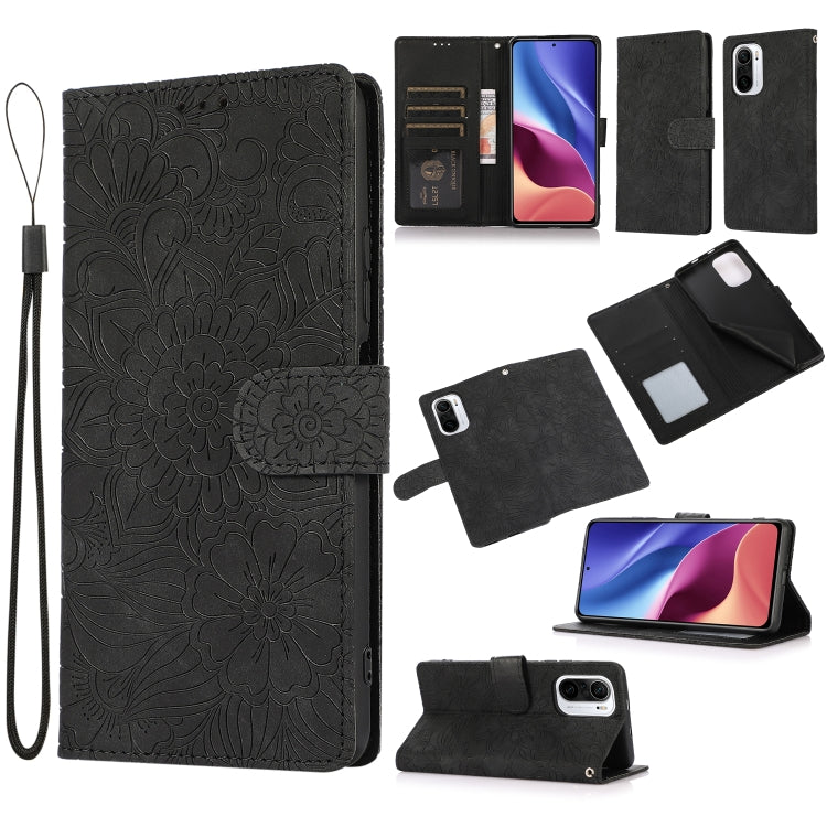 Skin Feel Embossed Sunflower Horizontal Flip Leather Case with Holder & Card Slots & Wallet & Lanyard