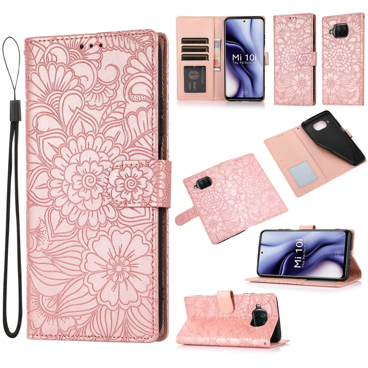 Skin Feel Embossed Sunflower Horizontal Flip Leather Case with Holder & Card Slots & Wallet & Lanyard