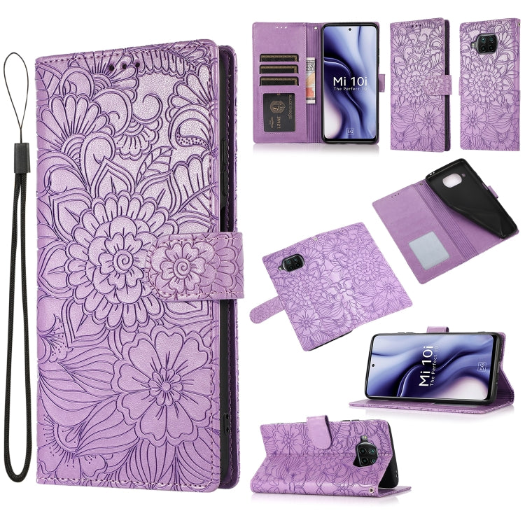 Skin Feel Embossed Sunflower Horizontal Flip Leather Case with Holder & Card Slots & Wallet & Lanyard