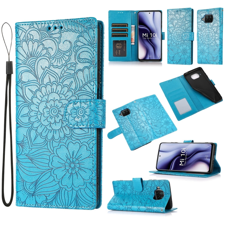 Skin Feel Embossed Sunflower Horizontal Flip Leather Case with Holder & Card Slots & Wallet & Lanyard