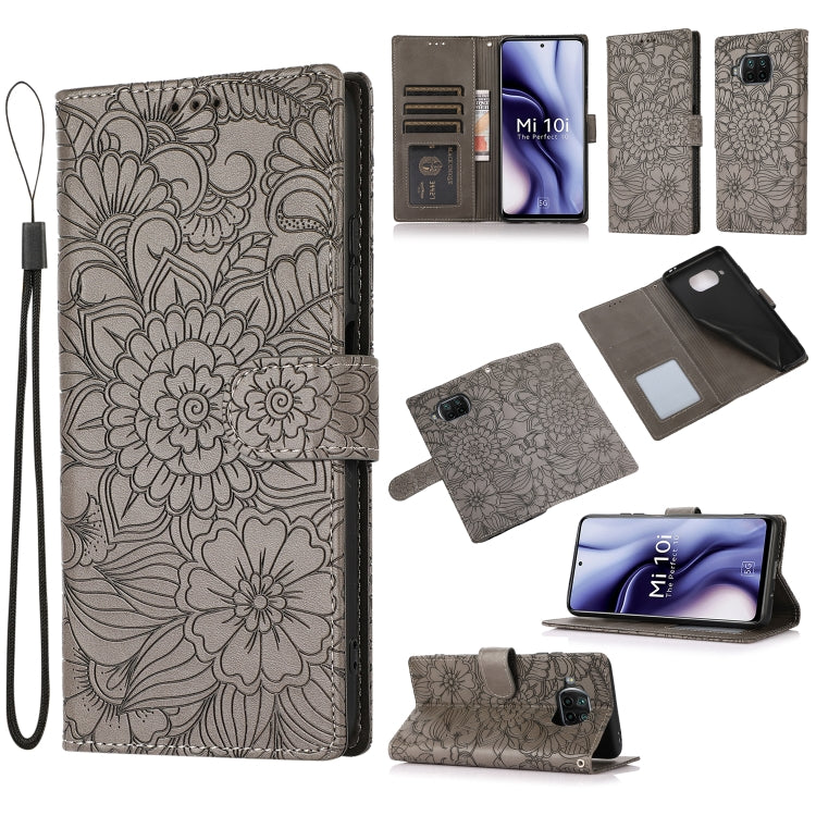 Skin Feel Embossed Sunflower Horizontal Flip Leather Case with Holder & Card Slots & Wallet & Lanyard
