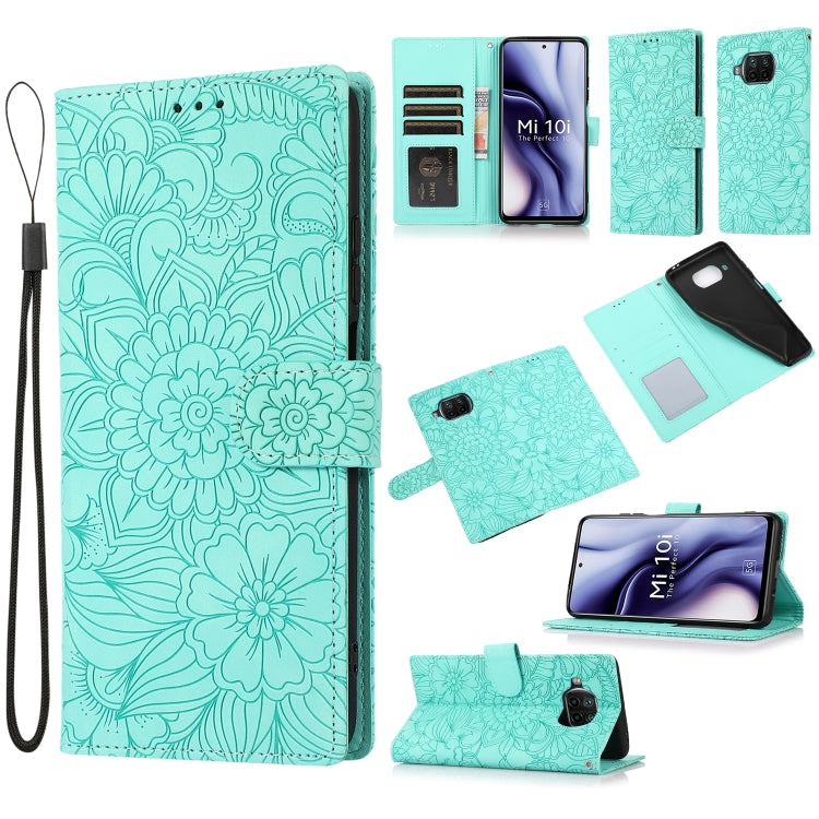 Skin Feel Embossed Sunflower Horizontal Flip Leather Case with Holder & Card Slots & Wallet & Lanyard