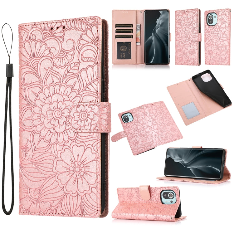 Skin Feel Embossed Sunflower Horizontal Flip Leather Case with Holder & Card Slots & Wallet & Lanyard