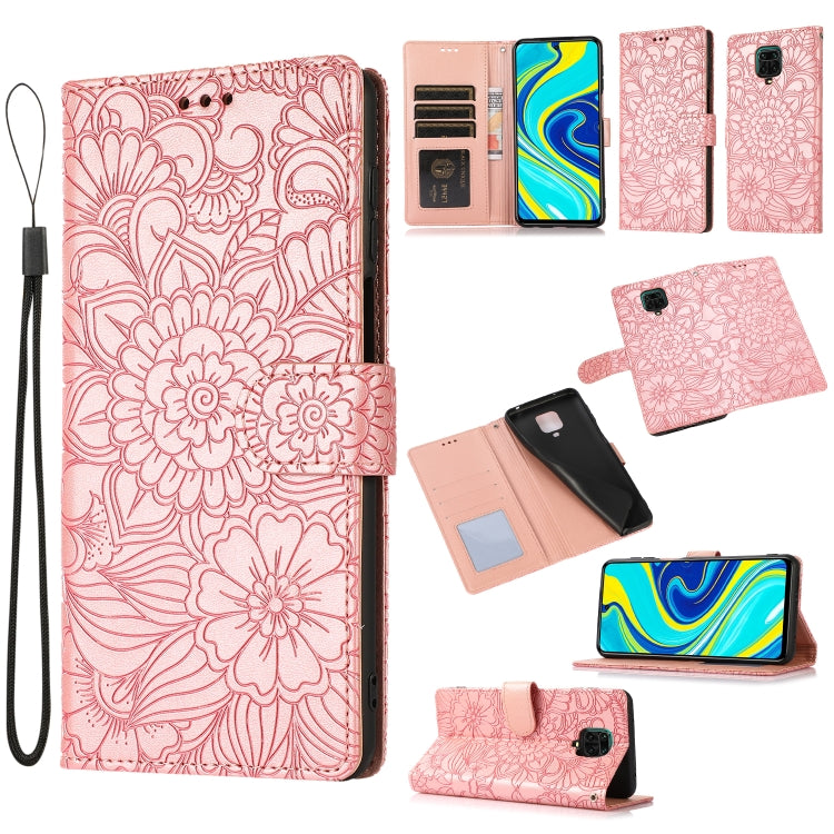 Skin Feel Embossed Sunflower Horizontal Flip Leather Case with Holder & Card Slots & Wallet & Lanyard
