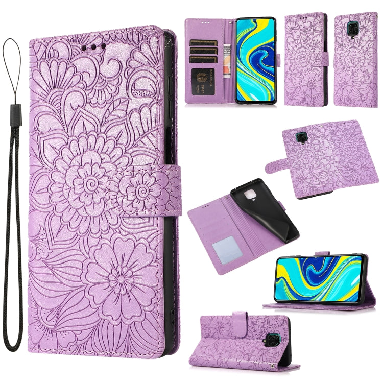 Skin Feel Embossed Sunflower Horizontal Flip Leather Case with Holder & Card Slots & Wallet & Lanyard