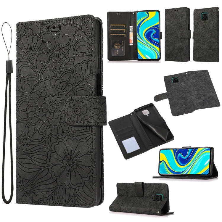 Skin Feel Embossed Sunflower Horizontal Flip Leather Case with Holder & Card Slots & Wallet & Lanyard