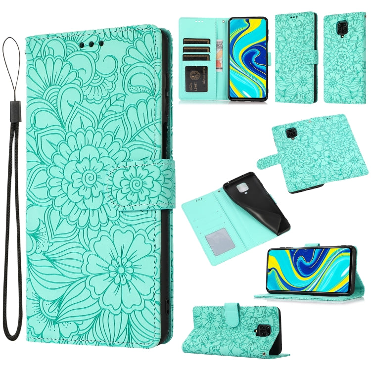 Skin Feel Embossed Sunflower Horizontal Flip Leather Case with Holder & Card Slots & Wallet & Lanyard