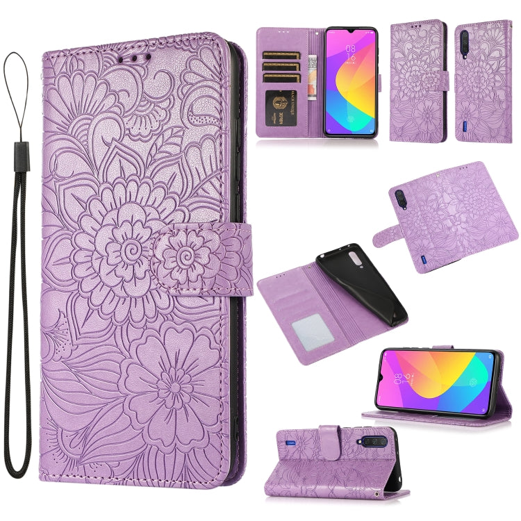 Skin Feel Embossed Sunflower Horizontal Flip Leather Case with Holder & Card Slots & Wallet & Lanyard
