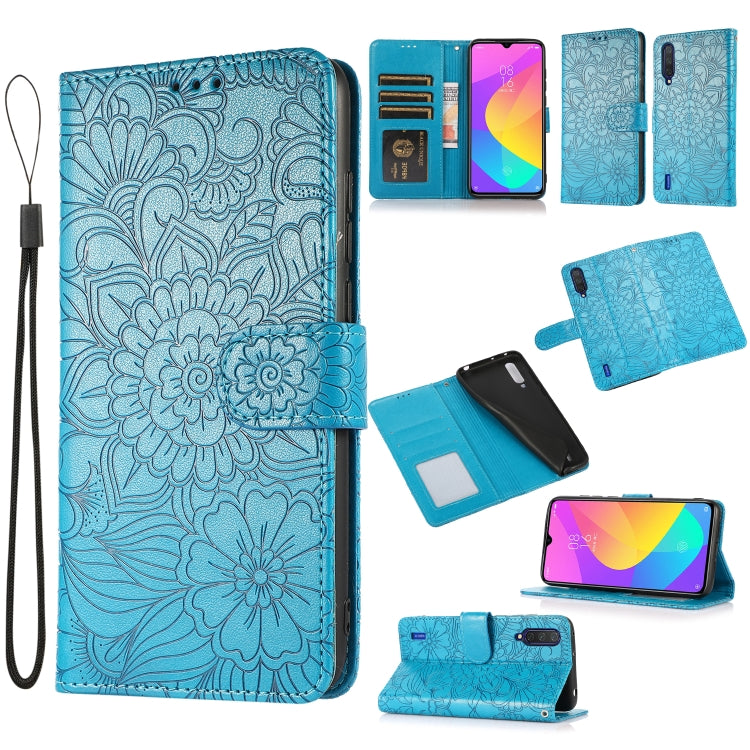 Skin Feel Embossed Sunflower Horizontal Flip Leather Case with Holder & Card Slots & Wallet & Lanyard