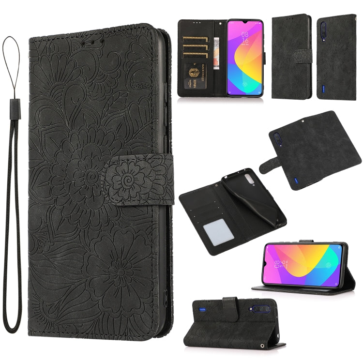 Skin Feel Embossed Sunflower Horizontal Flip Leather Case with Holder & Card Slots & Wallet & Lanyard