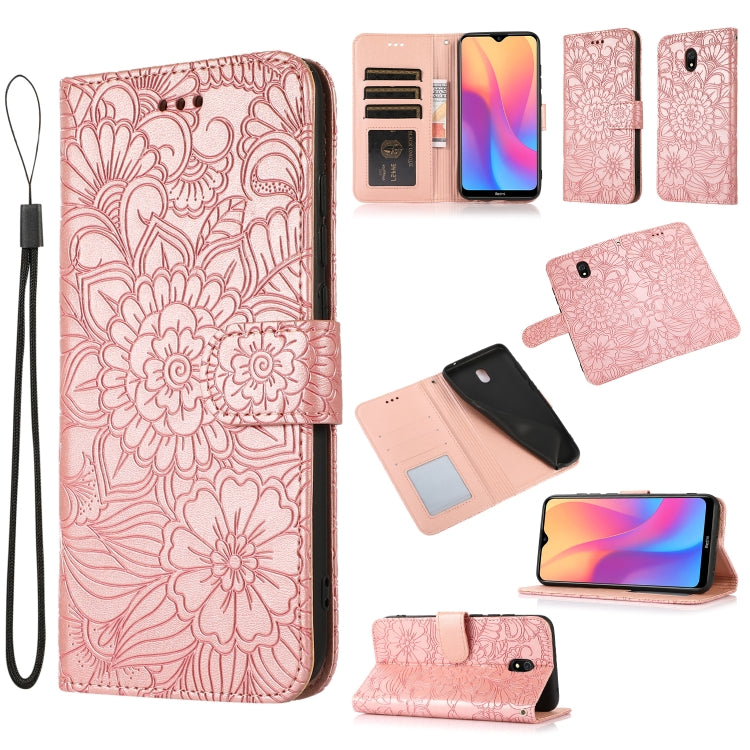 Skin Feel Embossed Sunflower Horizontal Flip Leather Case with Holder & Card Slots & Wallet & Lanyard