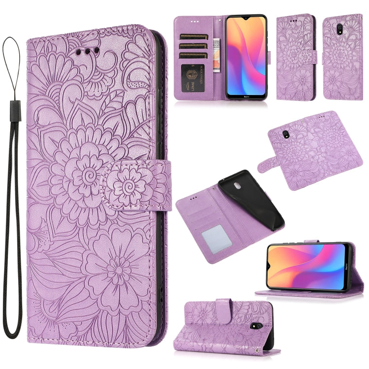 Skin Feel Embossed Sunflower Horizontal Flip Leather Case with Holder & Card Slots & Wallet & Lanyard