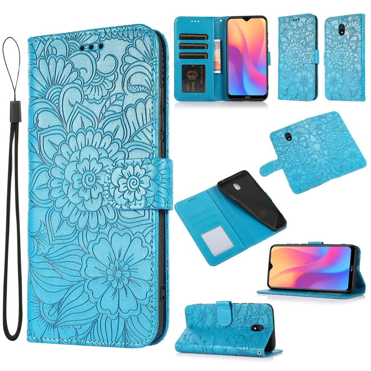 Skin Feel Embossed Sunflower Horizontal Flip Leather Case with Holder & Card Slots & Wallet & Lanyard