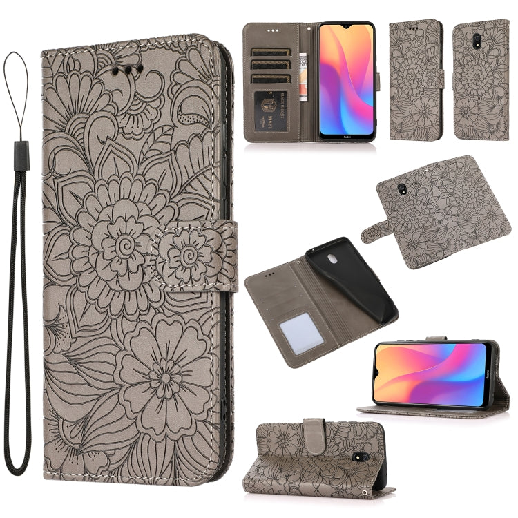 Skin Feel Embossed Sunflower Horizontal Flip Leather Case with Holder & Card Slots & Wallet & Lanyard