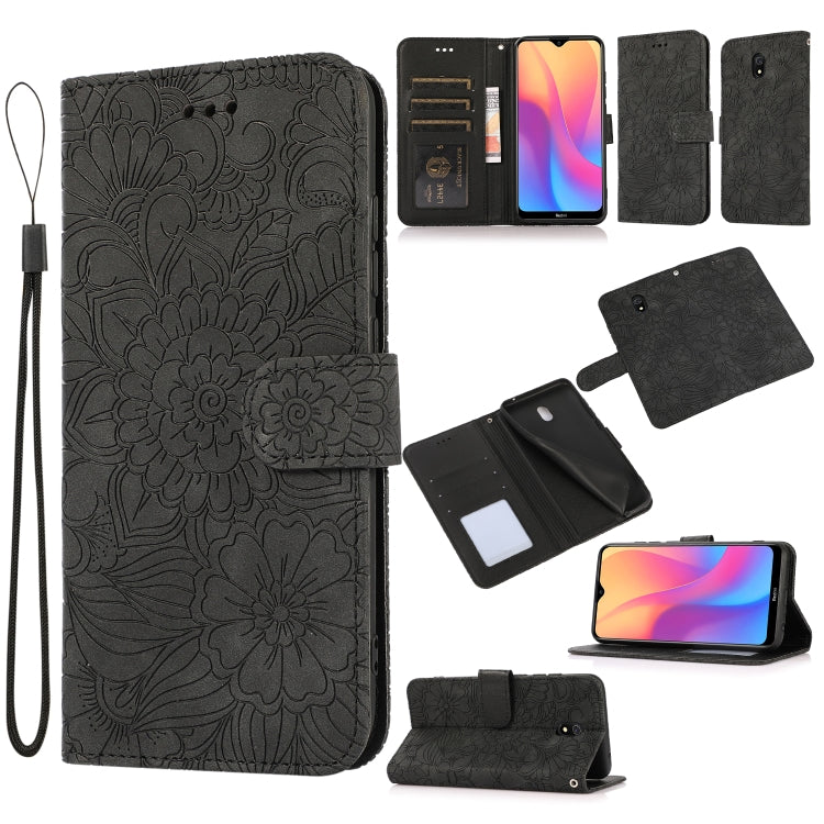 Skin Feel Embossed Sunflower Horizontal Flip Leather Case with Holder & Card Slots & Wallet & Lanyard