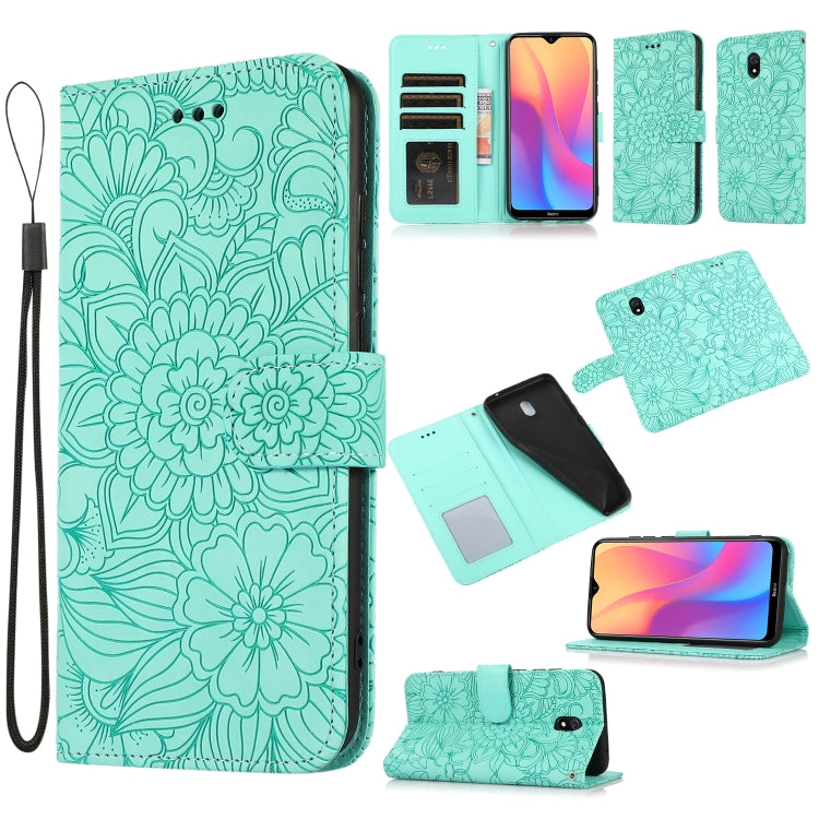 Skin Feel Embossed Sunflower Horizontal Flip Leather Case with Holder & Card Slots & Wallet & Lanyard