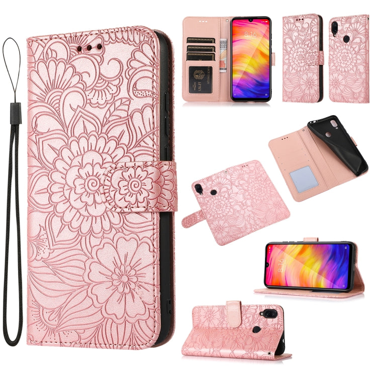 Skin Feel Embossed Sunflower Horizontal Flip Leather Case with Holder & Card Slots & Wallet & Lanyard