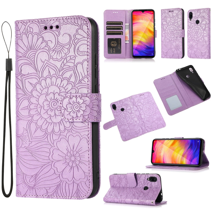 Skin Feel Embossed Sunflower Horizontal Flip Leather Case with Holder & Card Slots & Wallet & Lanyard