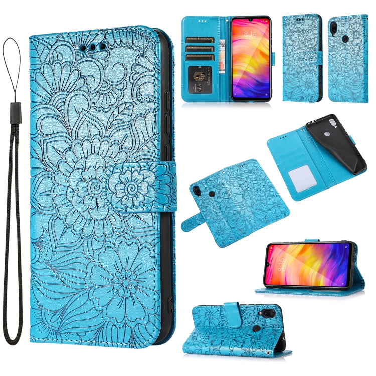 Skin Feel Embossed Sunflower Horizontal Flip Leather Case with Holder & Card Slots & Wallet & Lanyard