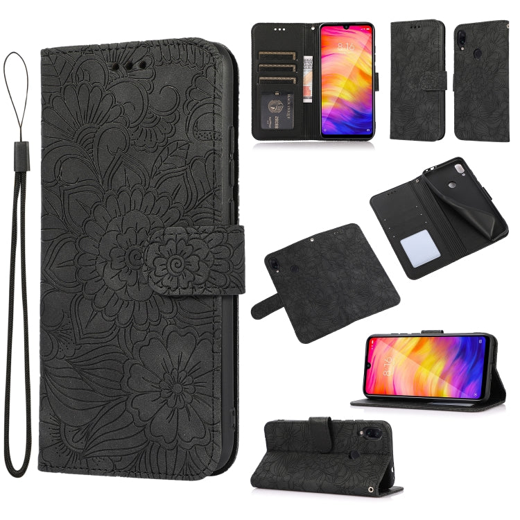 Skin Feel Embossed Sunflower Horizontal Flip Leather Case with Holder & Card Slots & Wallet & Lanyard