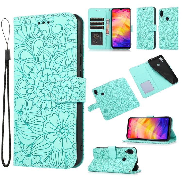 Skin Feel Embossed Sunflower Horizontal Flip Leather Case with Holder & Card Slots & Wallet & Lanyard
