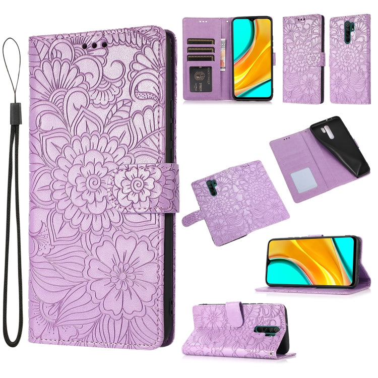 Skin Feel Embossed Sunflower Horizontal Flip Leather Case with Holder & Card Slots & Wallet & Lanyard