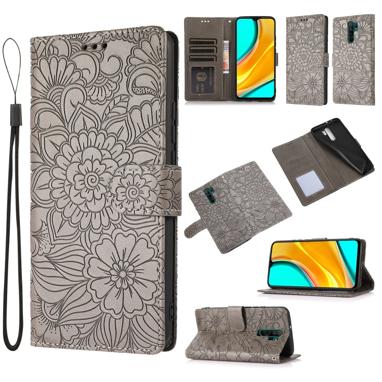 Skin Feel Embossed Sunflower Horizontal Flip Leather Case with Holder & Card Slots & Wallet & Lanyard