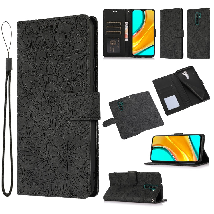 Skin Feel Embossed Sunflower Horizontal Flip Leather Case with Holder & Card Slots & Wallet & Lanyard