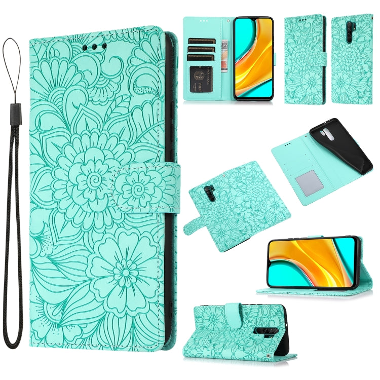 Skin Feel Embossed Sunflower Horizontal Flip Leather Case with Holder & Card Slots & Wallet & Lanyard