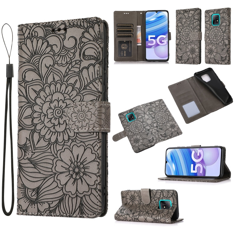 Skin Feel Embossed Sunflower Horizontal Flip Leather Case with Holder & Card Slots & Wallet & Lanyard