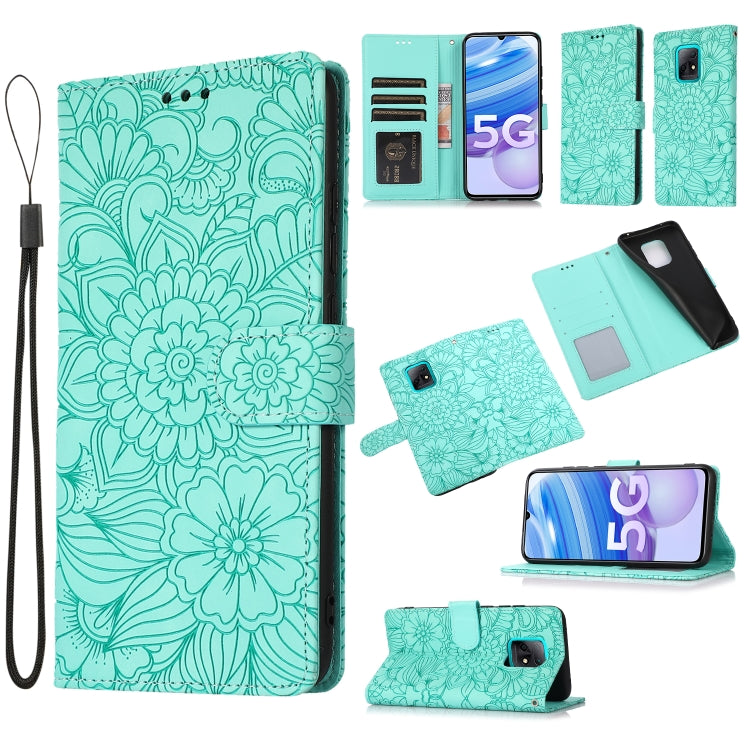 Skin Feel Embossed Sunflower Horizontal Flip Leather Case with Holder & Card Slots & Wallet & Lanyard