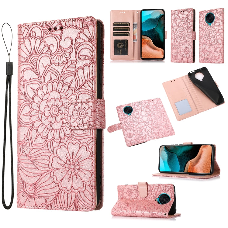 Skin Feel Embossed Sunflower Horizontal Flip Leather Case with Holder & Card Slots & Wallet & Lanyard