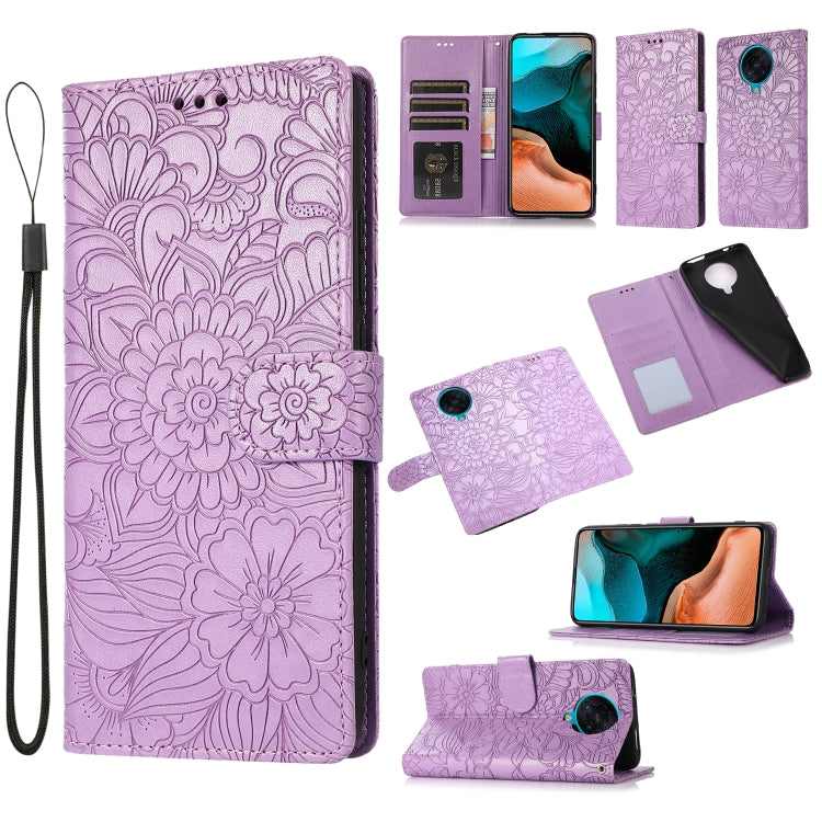 Skin Feel Embossed Sunflower Horizontal Flip Leather Case with Holder & Card Slots & Wallet & Lanyard