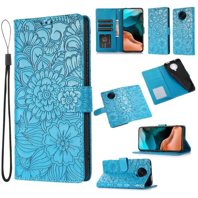 Skin Feel Embossed Sunflower Horizontal Flip Leather Case with Holder & Card Slots & Wallet & Lanyard