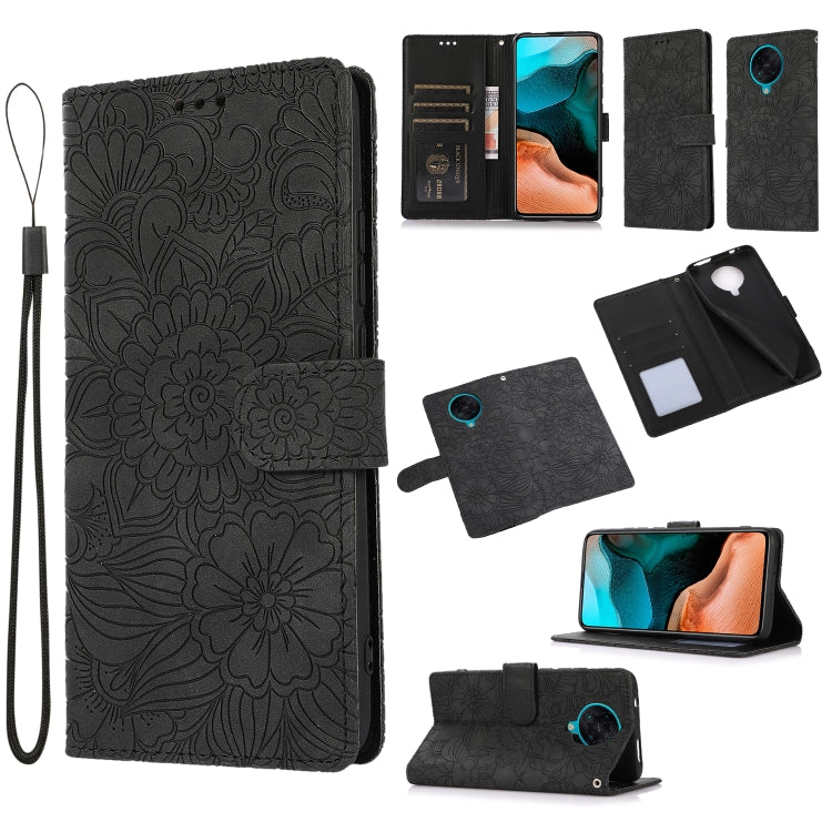 Skin Feel Embossed Sunflower Horizontal Flip Leather Case with Holder & Card Slots & Wallet & Lanyard