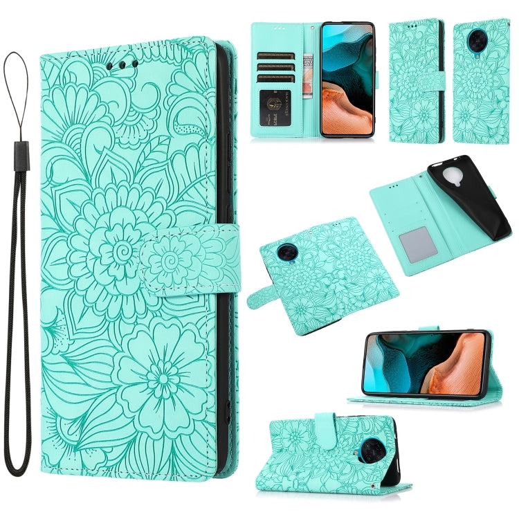 Skin Feel Embossed Sunflower Horizontal Flip Leather Case with Holder & Card Slots & Wallet & Lanyard